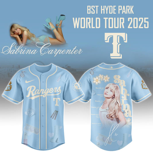 T Rangers x Sabrina Carpenter Short  Sweet Tour Jersey Editions Limited +Selling Out Fast