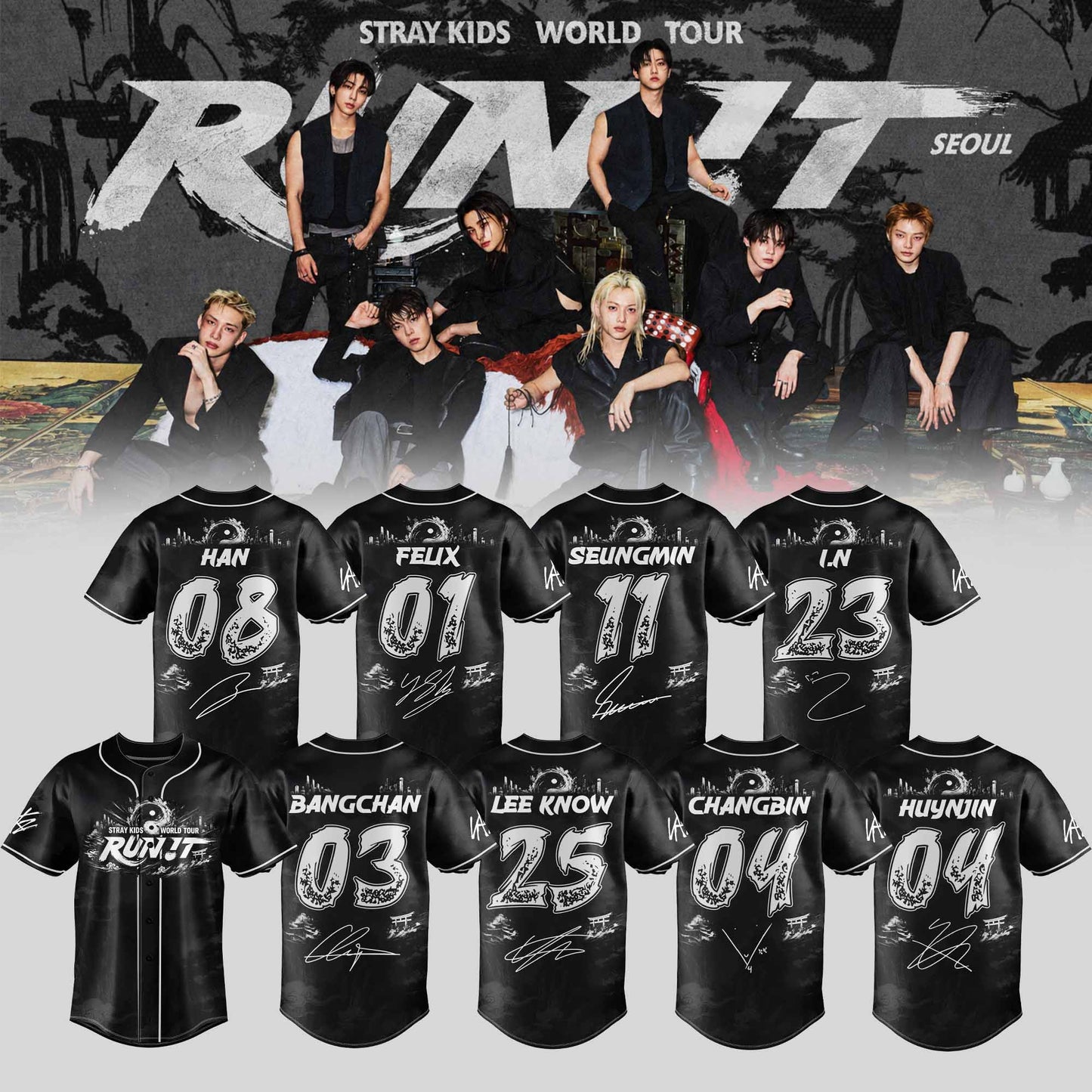 STRAY KIDS – RUN IT WORLD TOUR 2026 Edition Jersey (Black)