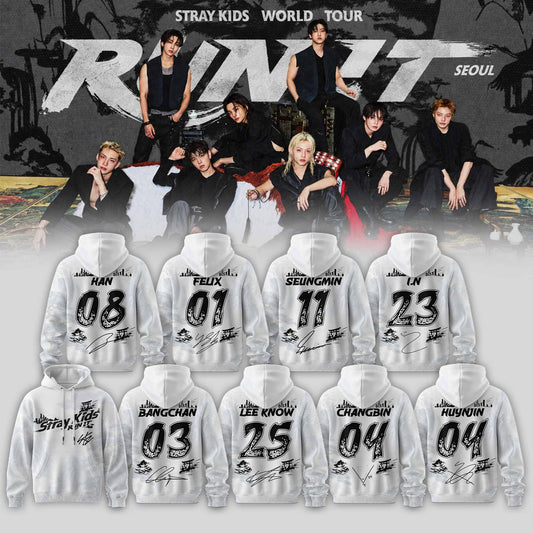 STRAY KIDS – RUN IT WORLD TOUR 2026 Edition Hoodie (White)