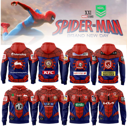 NRL x Spider-Man 2026 Merch Limited Edition Hoodie (Full Team)