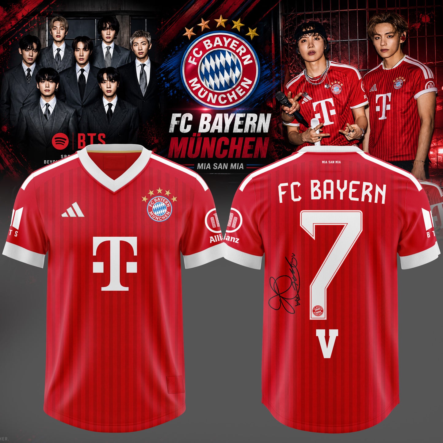 BTS WORLD TOUR ‘ARIRANG’ × BAYERN MUNICH Signature V SoccerJersey