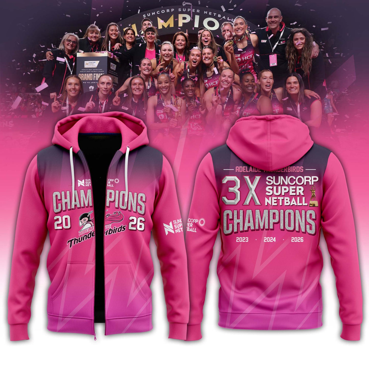 Adelaide Thunderbirds 2026 Champions Women’s Edition ZipHoodie For Fans
