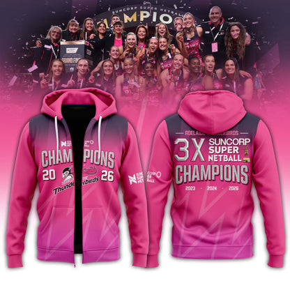 Adelaide Thunderbirds 2026 Champions Women’s Edition ZipHoodie For Fans