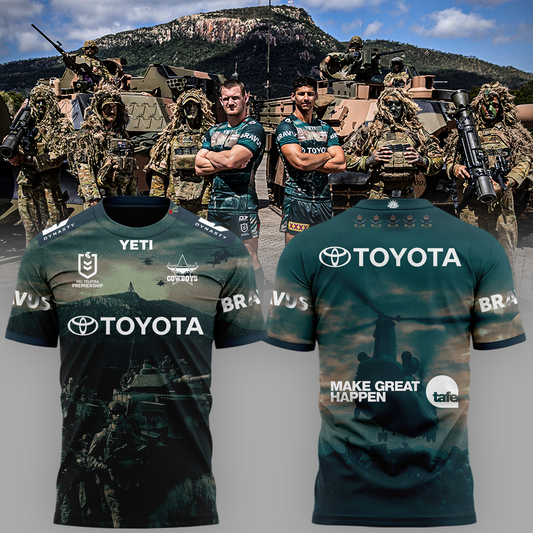Limited Edition NQ Cowboys 2026 NRL Australian Army T-shirt