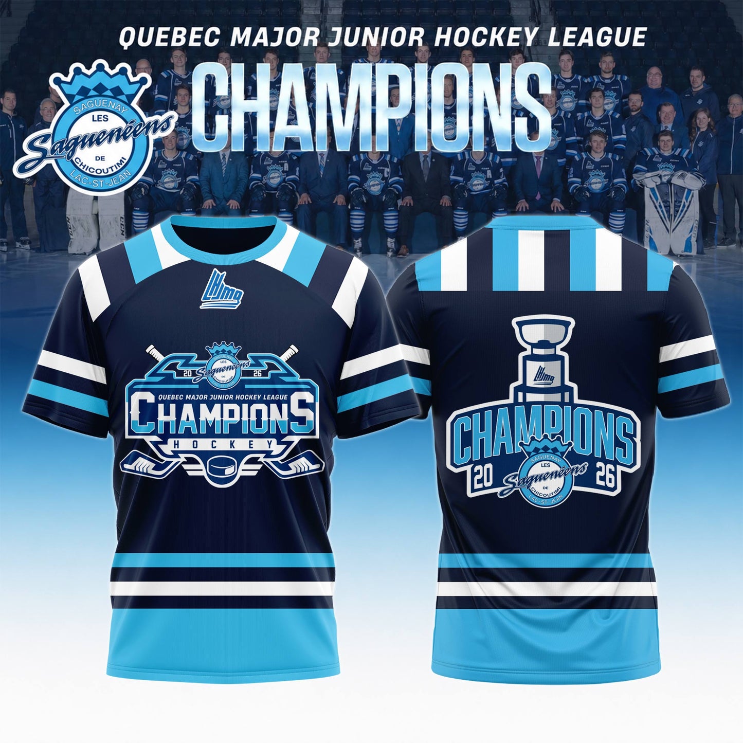 Chicoutimi Saguenéens 2026 QMJHL Champions Tshirt Limited Edition