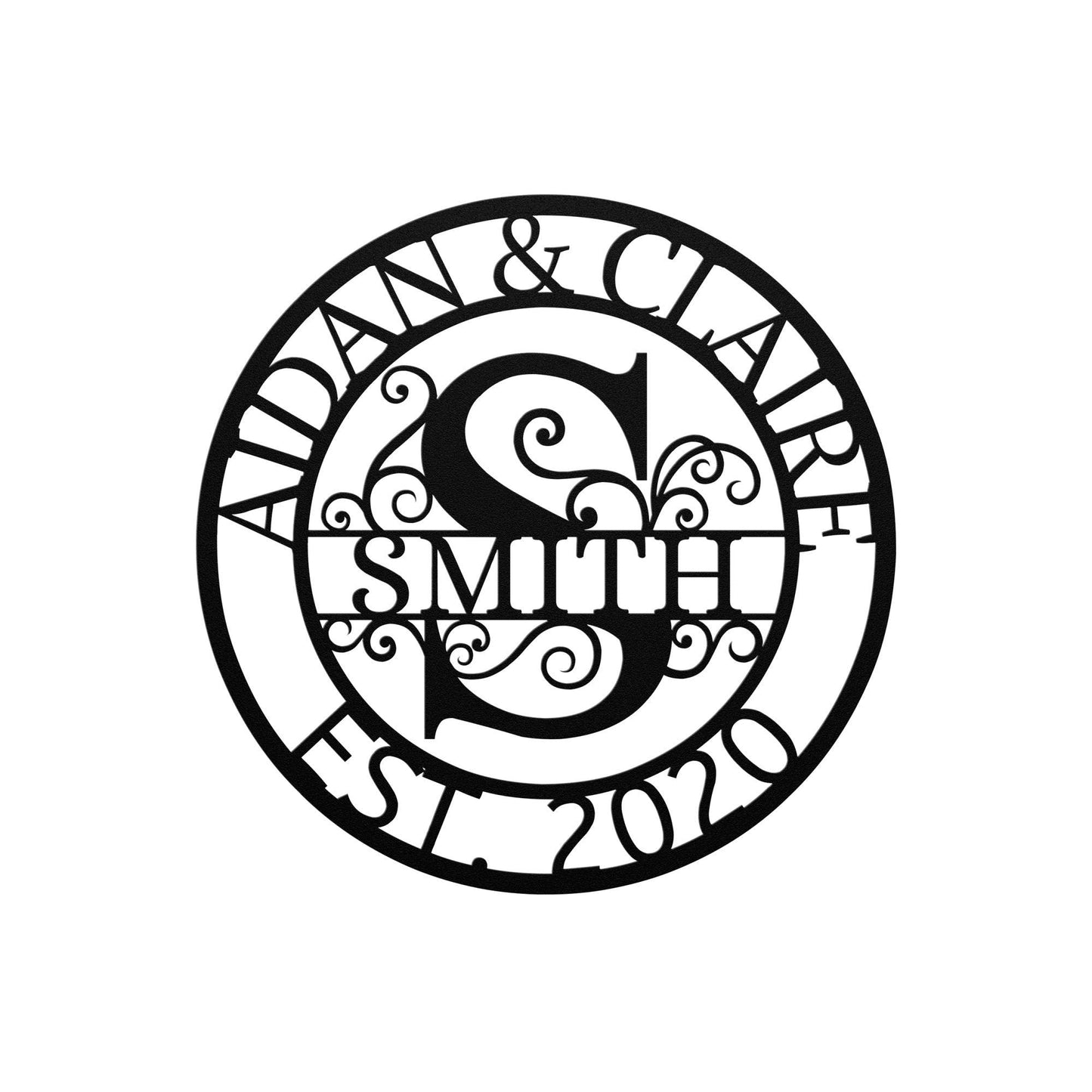 Custom Metal Monogram Sign, Metal Wall Art, Last Name Sign, Family Name Sign, Personalized Wedding Gift, Custom Metal Art, Outdoor Metal Art
