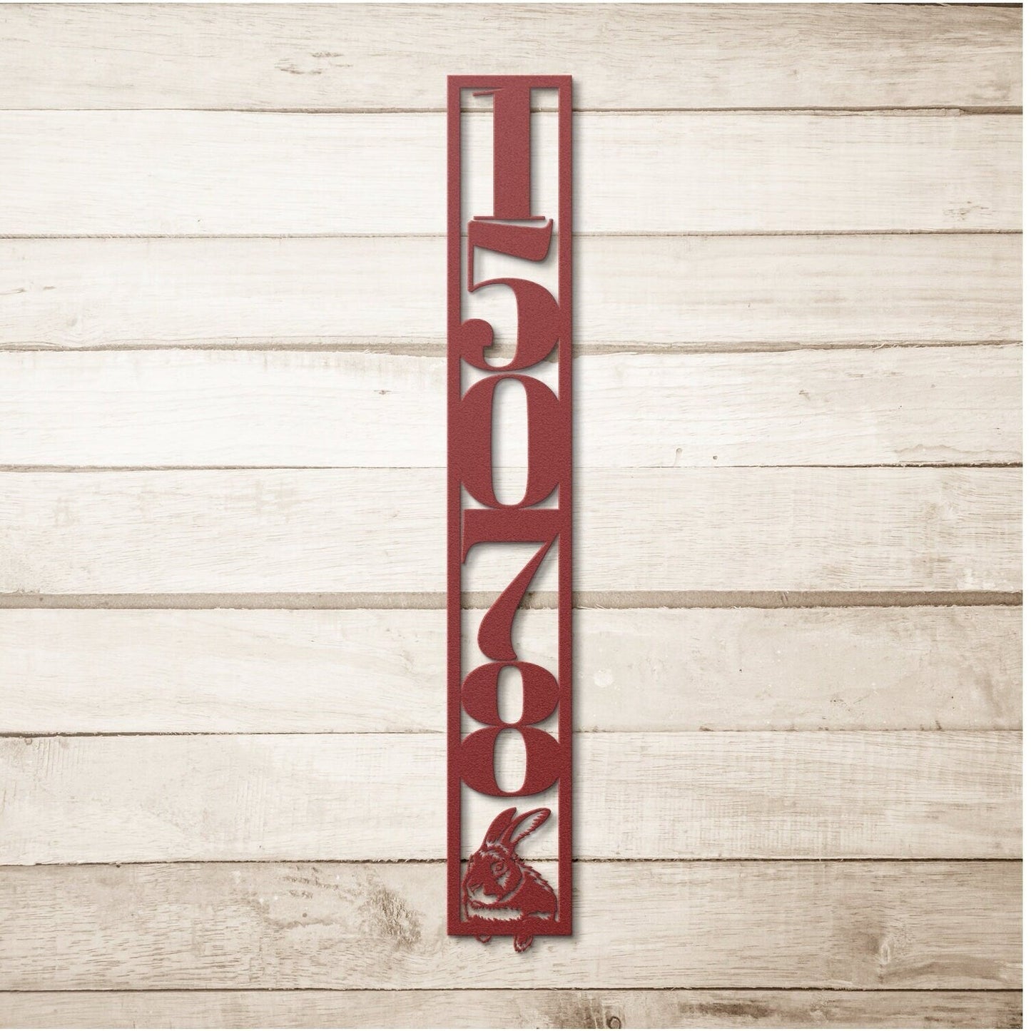 Vertical Metal Address Sign, Custom Address Sign, House Numbers Metal Sign, Rabbit Address Sign, Bunny Metal Address Plaque, Large Sign