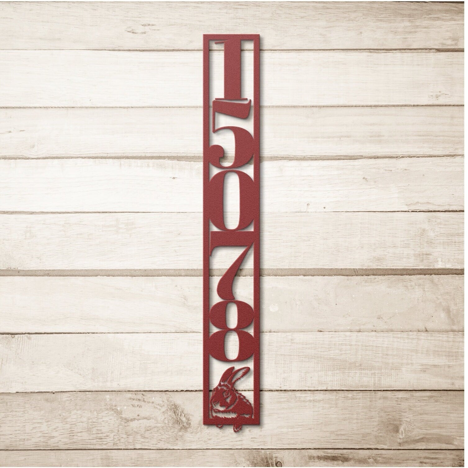 Vertical Metal Address Sign, Custom Address Sign, House Numbers Metal Sign, Rabbit Address Sign, Bunny Metal Address Plaque, Large Sign