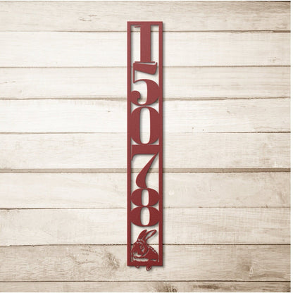 Vertical Metal Address Sign, Custom Address Sign, House Numbers Metal Sign, Rabbit Address Sign, Bunny Metal Address Plaque, Large Sign