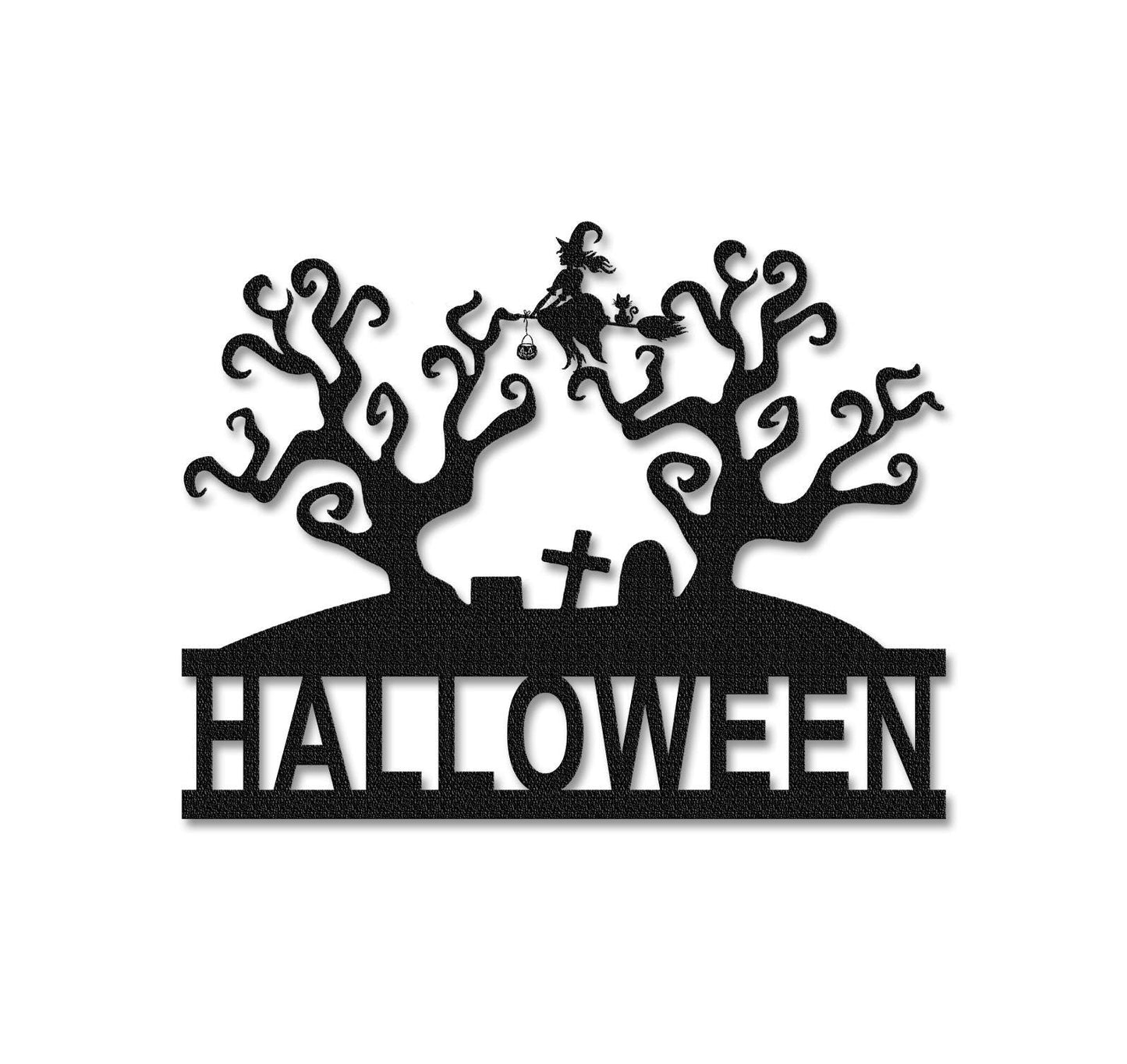 Witch Metal Sign,Halloween Gift,Grave Halloween Sign,Halloween Door Decor,Witch Halloween Decor,Witch on a broom wall art,Door Hanger