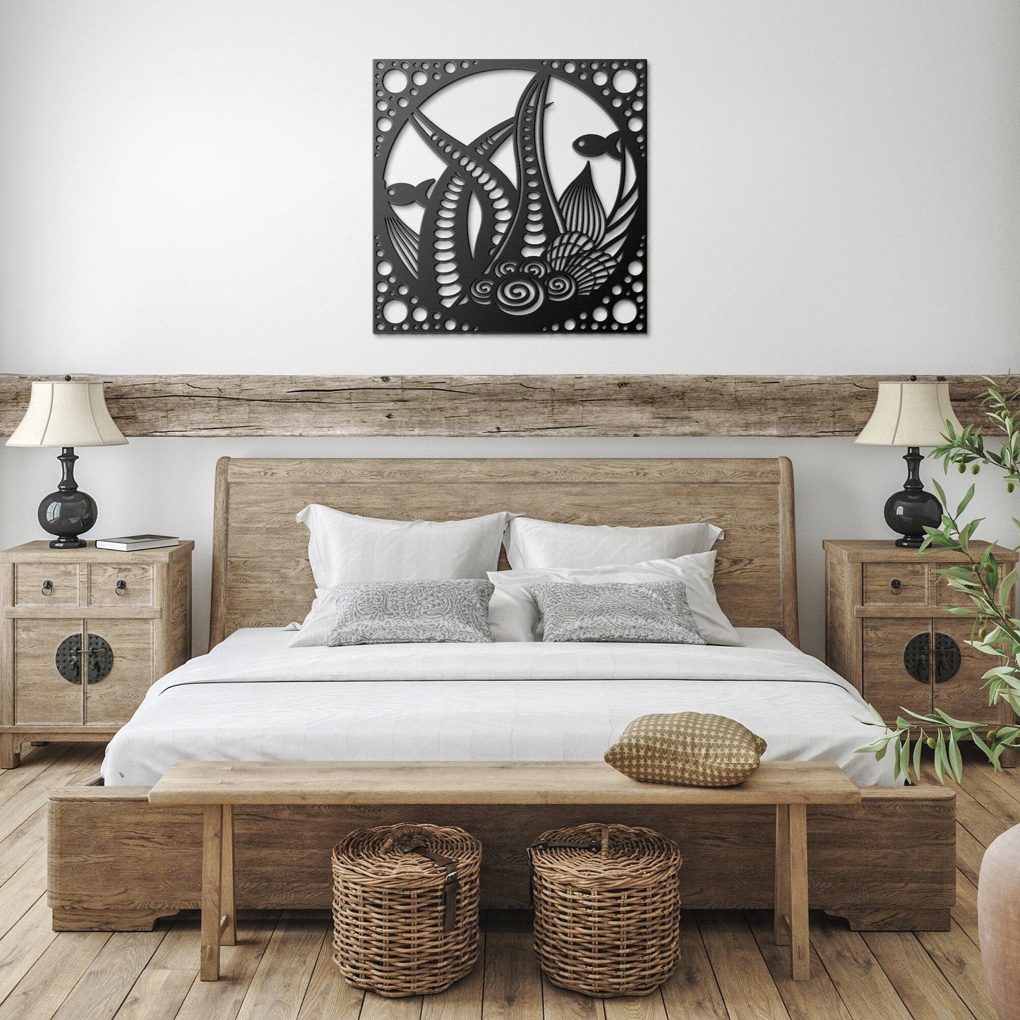 Underwater World Metal Sign, Nautical Undersea Wall Decor, Ocean Seashells Metal Sign, Coral Reefs Wall Decor, Underwater Wall Sign