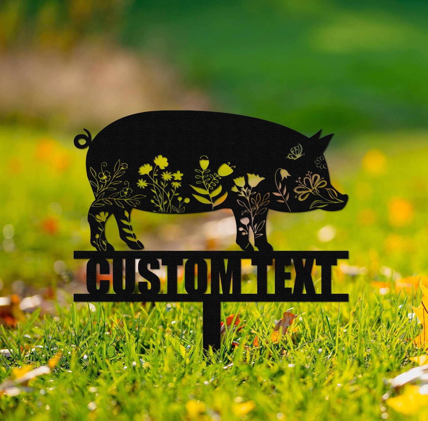 Pig Metal Sign With Stakes,Custom Pig Sign Name,Personalized Pig Farm Decor,Garden Decor,Pig Stake Sign,Farmhouse Decor,Yard Decor