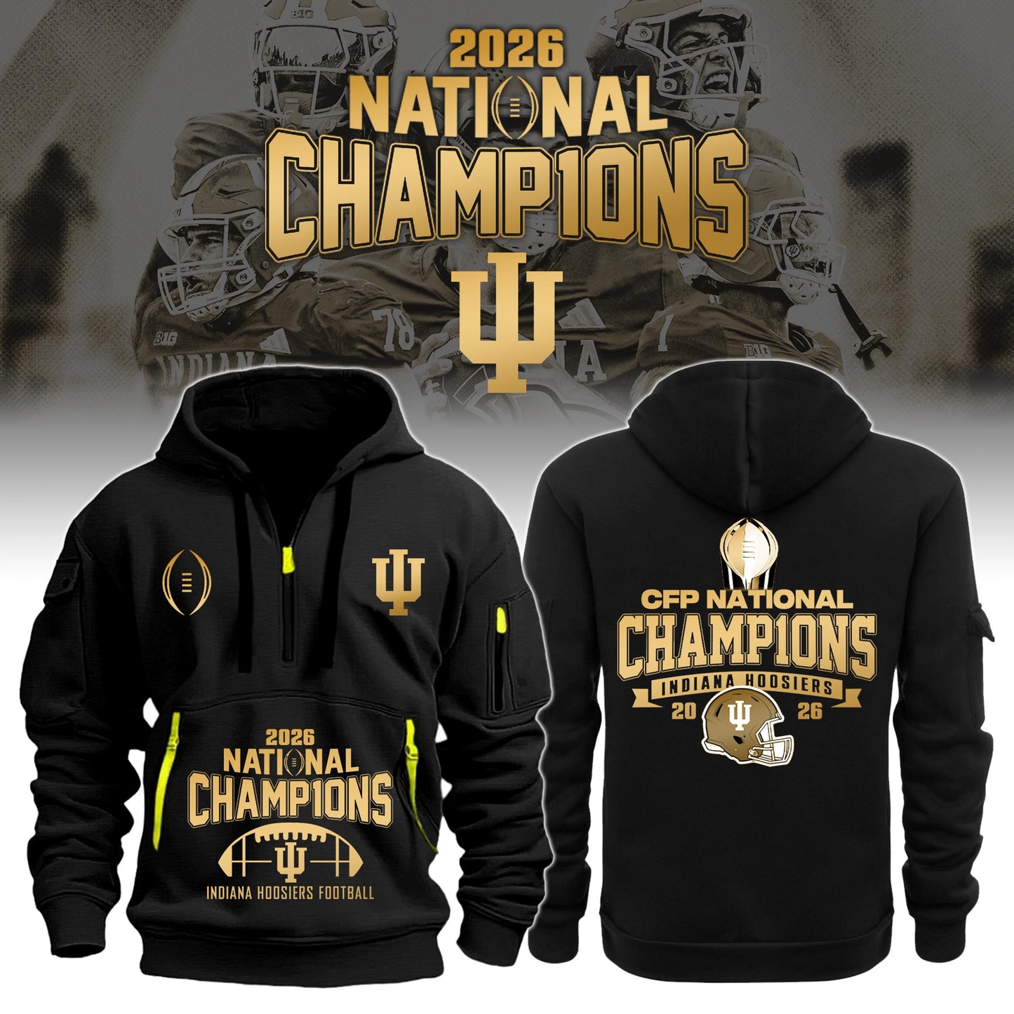 I Hoosiers National Champions 2025/26 Hoodie Gold Limited Edition + Selling Out Fast
