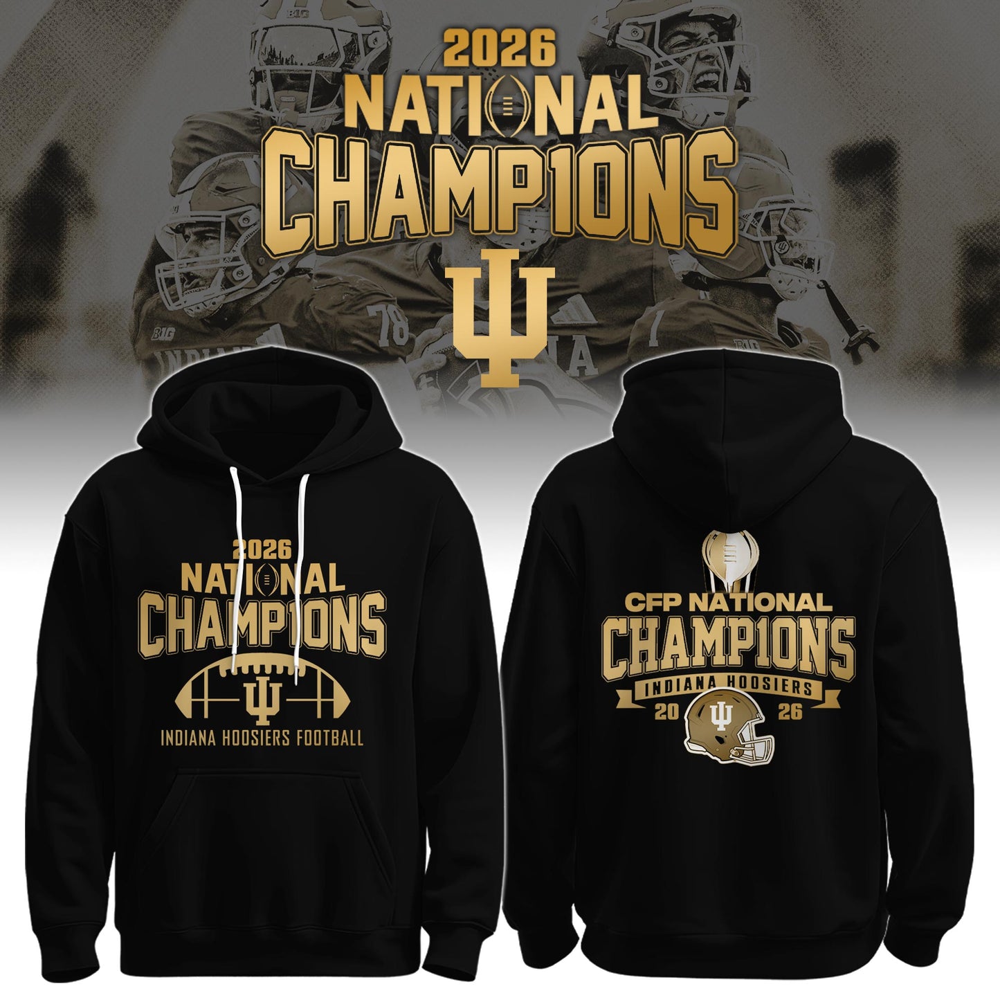 Indiana Hoosiers National Champions 2025/26 Hoodie Gold Limited Edition + Selling Out Fast