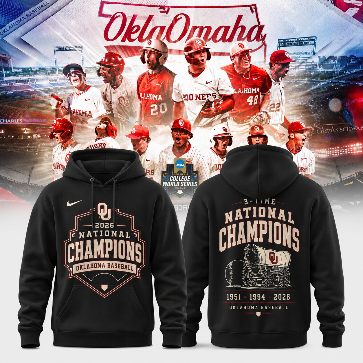 Oklahoma Sooners 2026 NCAA Baseball National Champions Hoodie