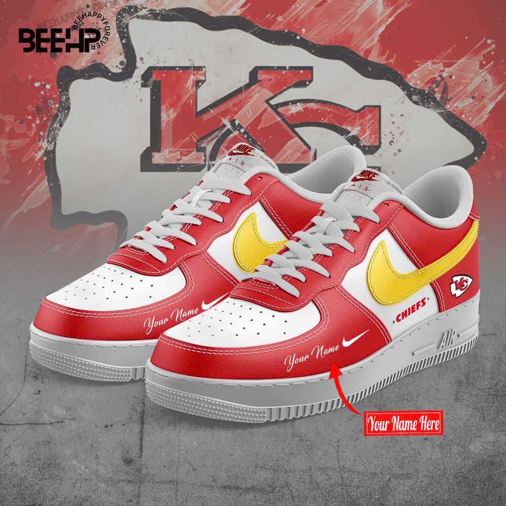 Kansas City Chiefs BOLD BLACK and RED Limited Edition AF1 Sneakers
