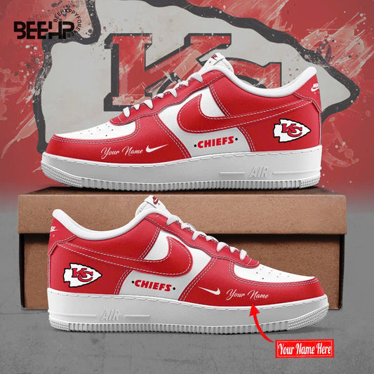 Kansas City Chiefs BOLD BLACK and RED Limited Edition AF1 Sneakers