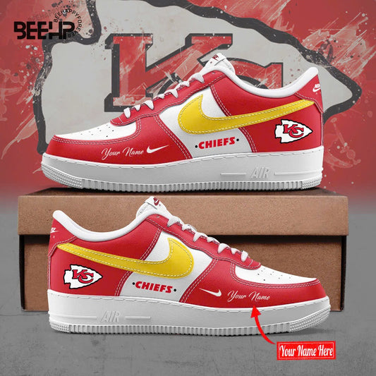 Kansas City Chiefs BOLD BLACK and RED Limited Edition AF1 Sneakers