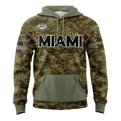 Miami Hurricanes Football Military Appreciation Limited Edition Camo Hoodie