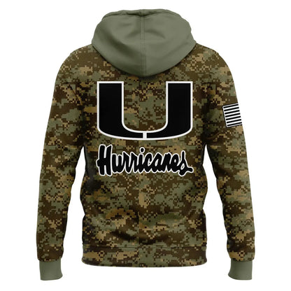 Miami Hurricanes Football Military Appreciation Limited Edition Camo Hoodie