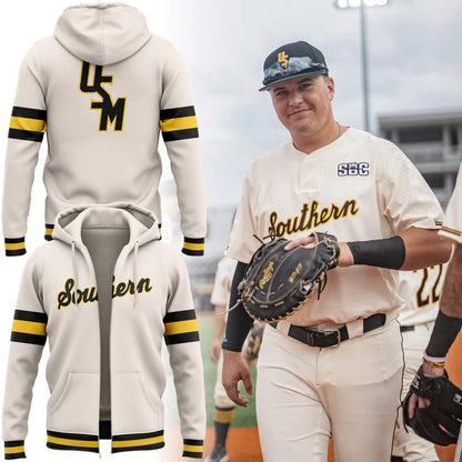 Southern Miss Baseball Throwback Uniform Zip Hoodie - Limited Edition