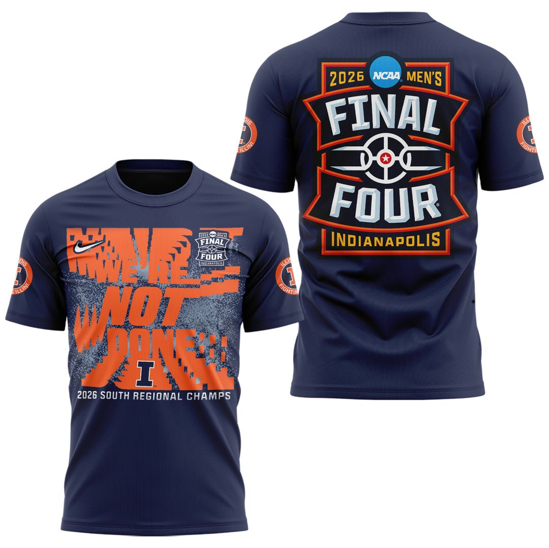 Navy Illinois Fighting Illini 2026 NCAA Men's Basketball Tournament March Madness Final Four T-Shirt-V2