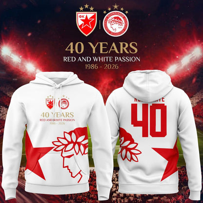 FK Crvena Zvezda Years of Red & White Passion Anniversary Hoodie