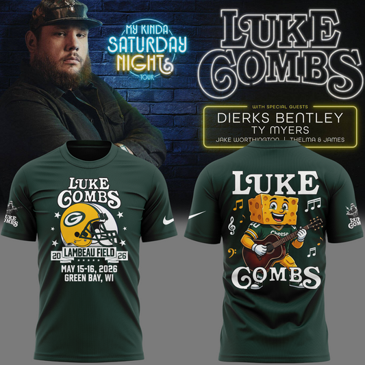 Limited Edition Luke Combs x Green Bay Packers - My Kinda Saturday Night Tour Country Music 2026 T-Shirt