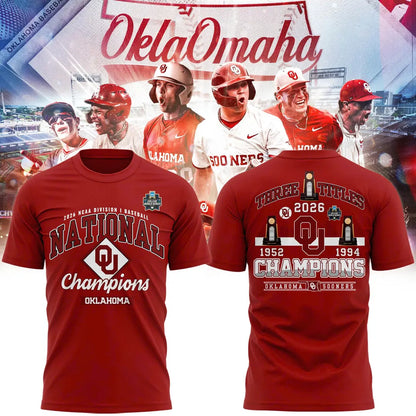 Oklahoma Sooners 2026 NCAA Baseball National Champions Tshirt