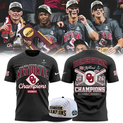 Champion Gray Oklahoma Sooners 2026 NCAA Baseball Men's College World Series Champions Locker Room T-Shirt