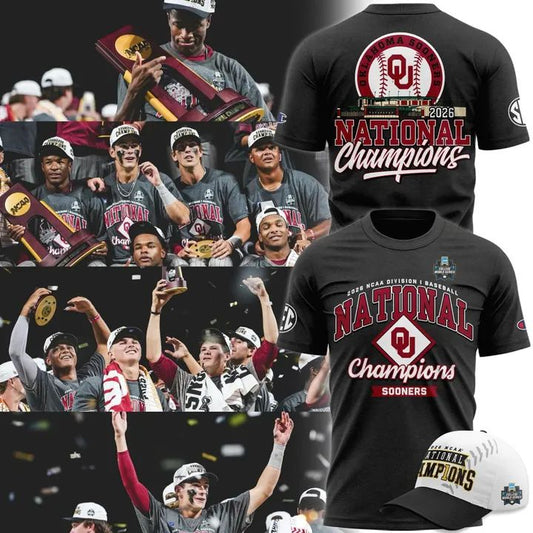 Champion Gray Oklahoma Sooners 2026 NCAA Baseball Men's College World Series Champions Locker Room T-Shirt