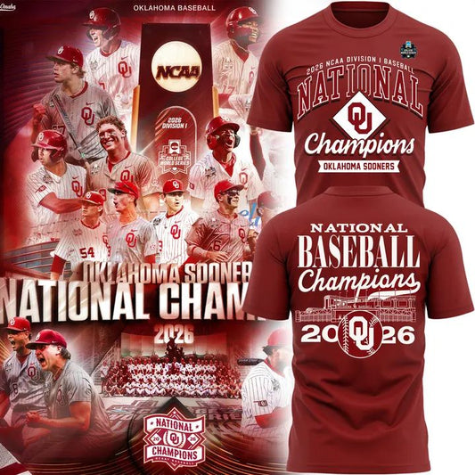 Oklahoma Sooners 2026 National Baseball Champions T-Shirt