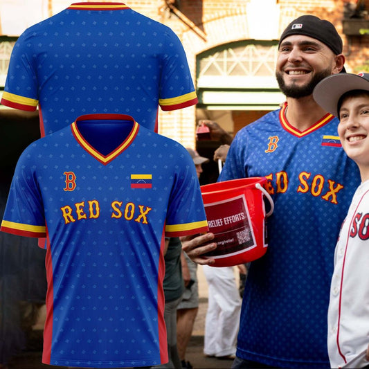 Boston Red Sox Venezuelan pride Football Jersey - Donation to support disaster relief efforts for those affected by the earthquakes in Venezuela