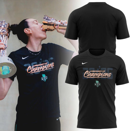 New York Liberty 2026 WNBA Commissioner's Cup Champions Black Locker Room T-Shirt