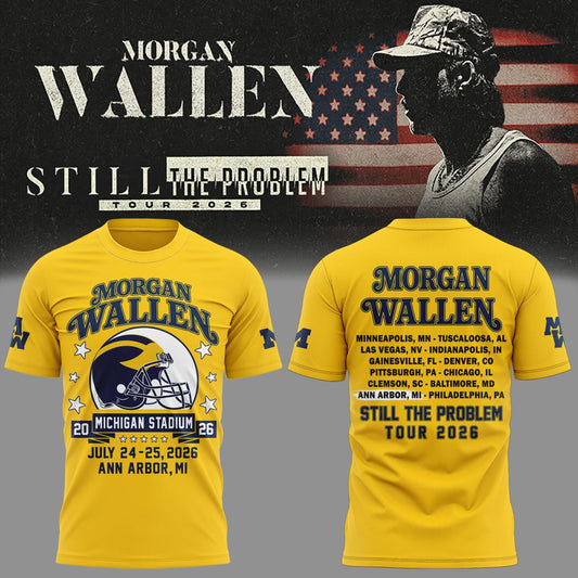 Morgan Wallen x Michigan Wolverines Football - Still The Problem Tour 2026 T-Shirt