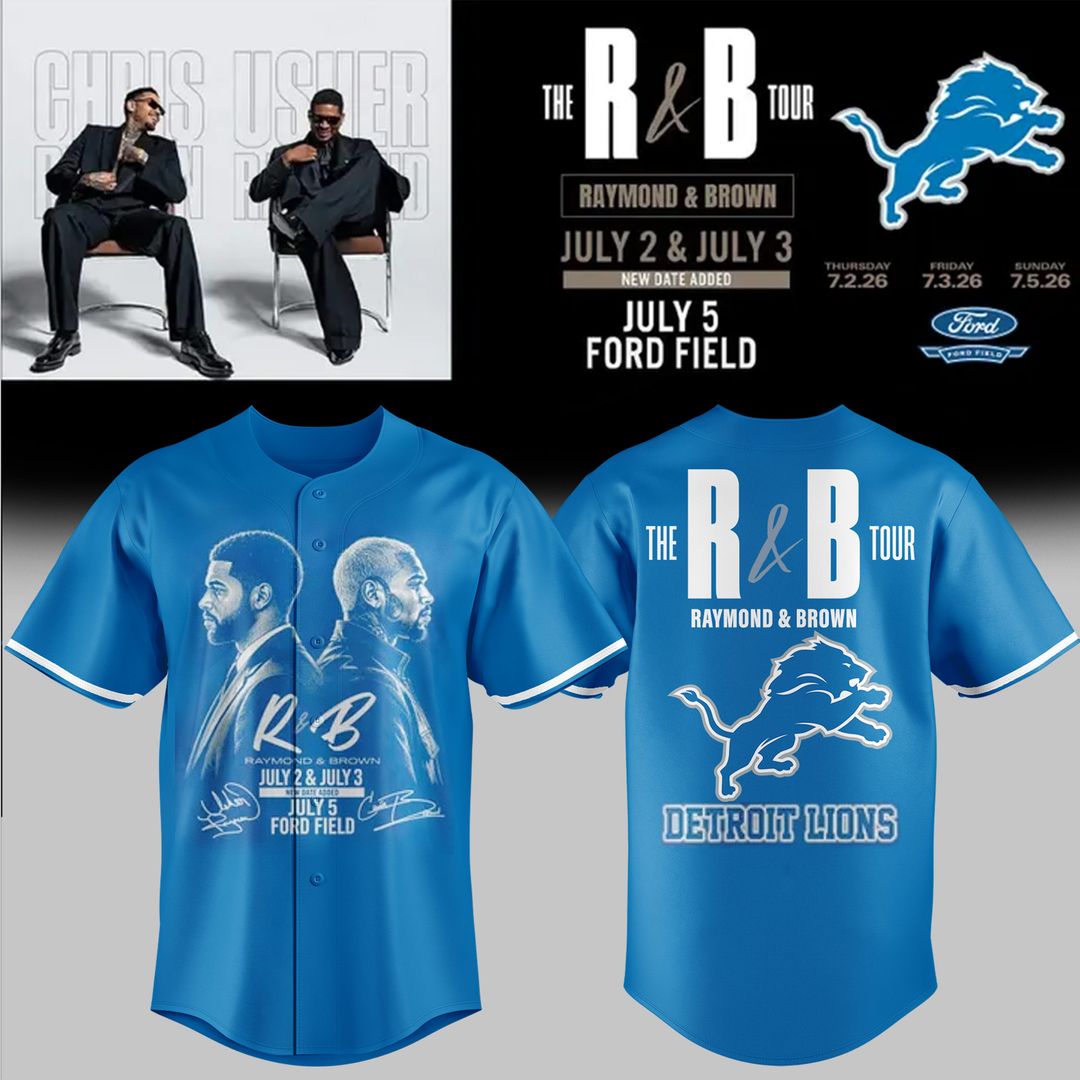 Exclusive 2026 The R&B Tour x Detroit Lions - Usher Raymond & Chris Brown Jersey