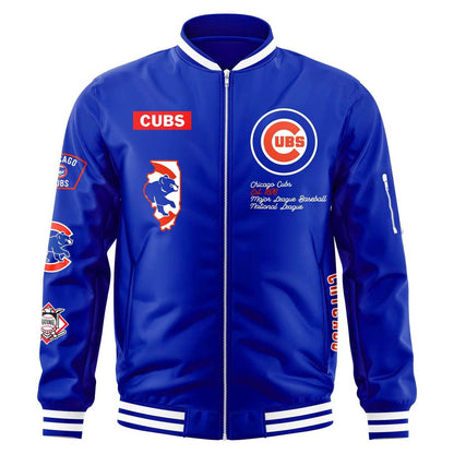 CM Punk Chicago Cubs Bomber Jacket - "Best in the World" Blue Varsity Jacket