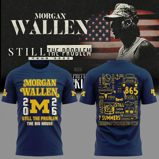 Morgan Wallen x Michigan Wolverines Football - Still The Problem Tour 2026 T-Shirt