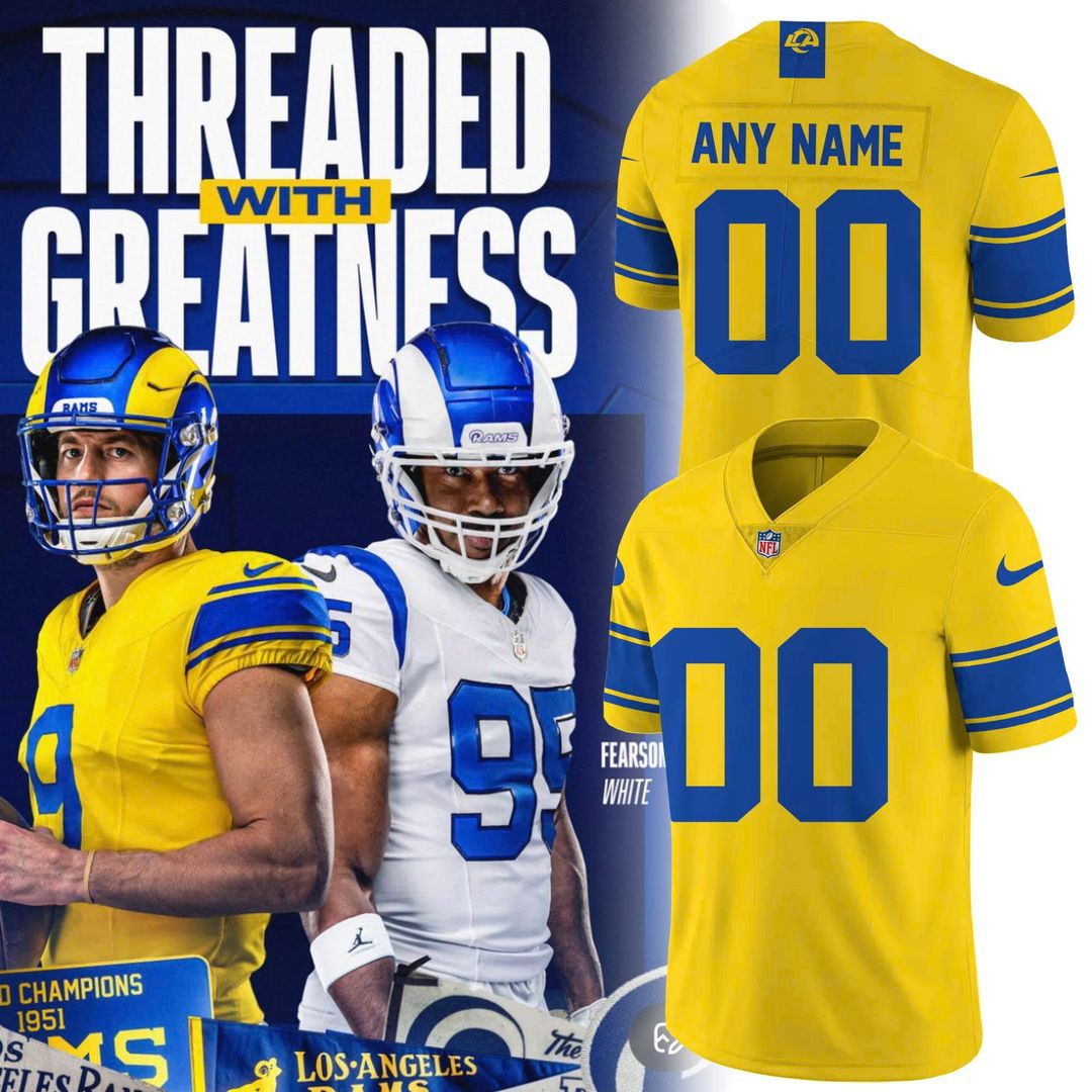 Los Angeles Rams Classic Sol Game Jersey Personalized Football Fan Gift