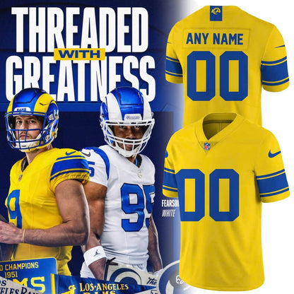 Los Angeles Rams Classic Sol Game Jersey Personalized Football Fan Gift