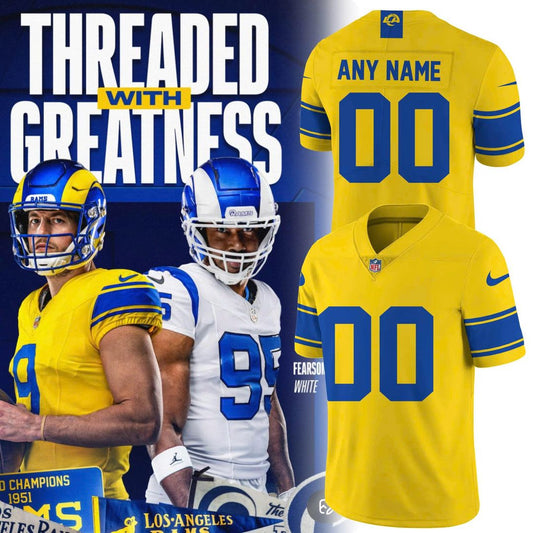 Los Angeles Rams Classic Sol Game Jersey Personalized Football Fan Gift