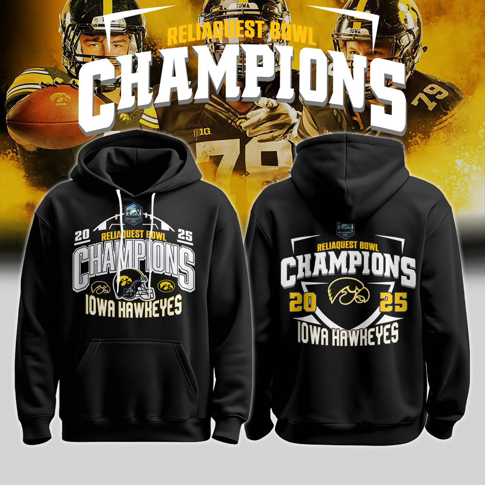 Iowa Football ReliaQuest Bowl CHAMPIONS 2025 Hoodie V2