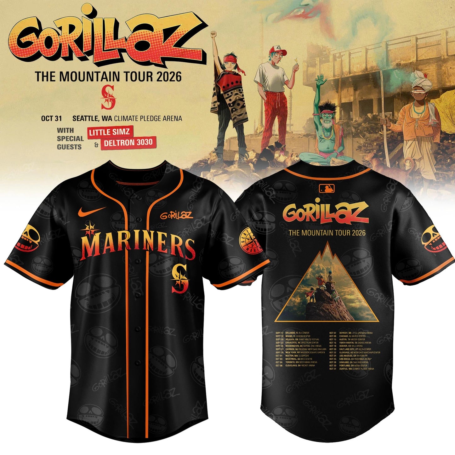 MLB x Gorillaz ‘The Mountain Tour 2026’ Limited Edition Jersey
