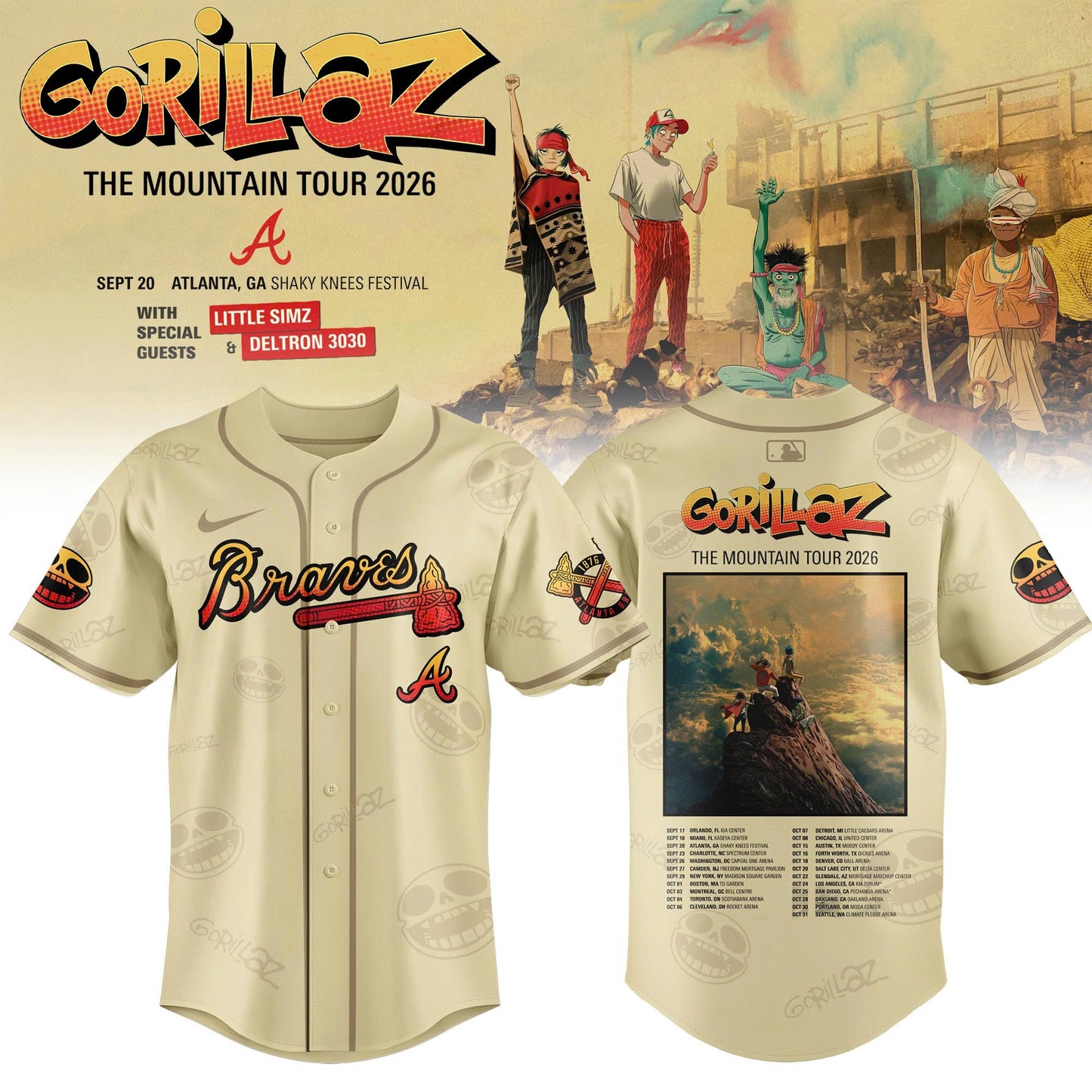 Atlanta Braves x Gorillaz ‘The Mountain Tour 2026’ Limited Edition Jersey