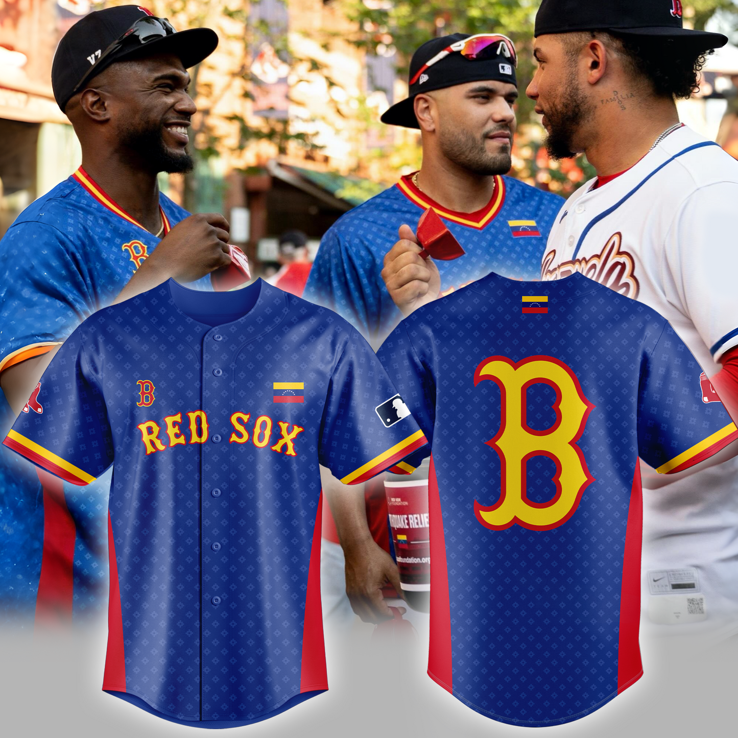 Boston Red Sox Venezuelan pride Jersey - Donation to support disaster relief efforts for those affected by the earthquakes in Venezuela