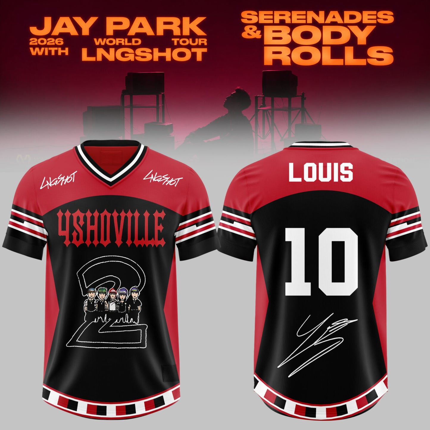 LNGSHOT – 2026 World Tour ‘Serenades & Body Rolls’ Oversized Fottball Jersey – Limited Members Edition