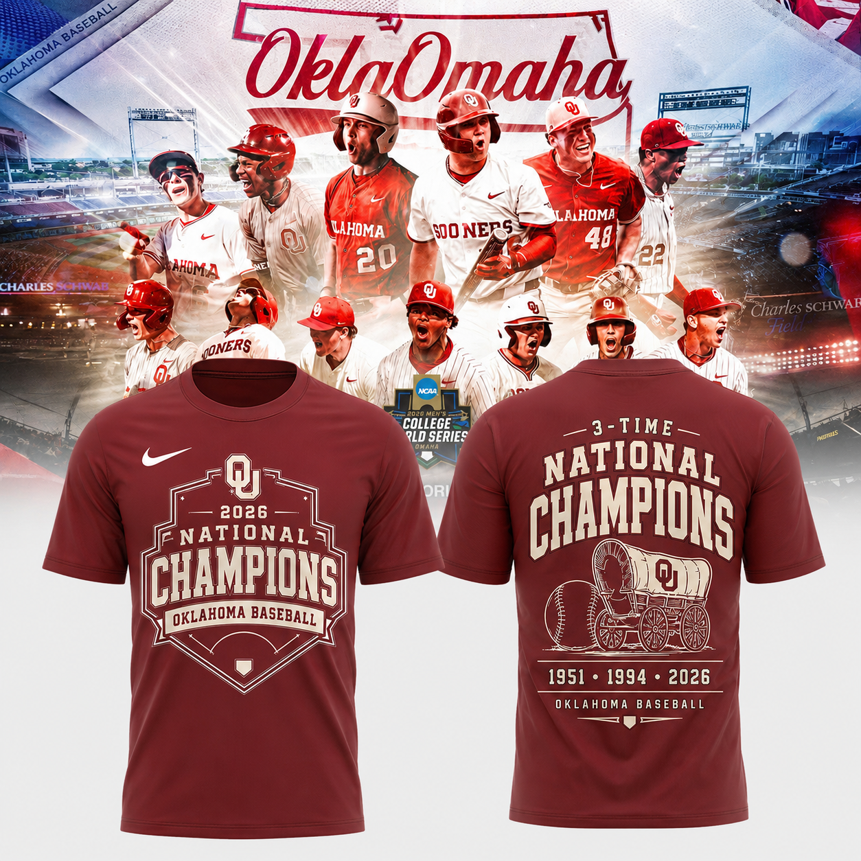 Oklahoma Sooners 2026 NCAA Baseball National Champions Tshirt