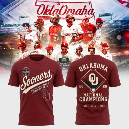 Oklahoma Sooners 2026 NCAA Baseball National Champions Tshirt