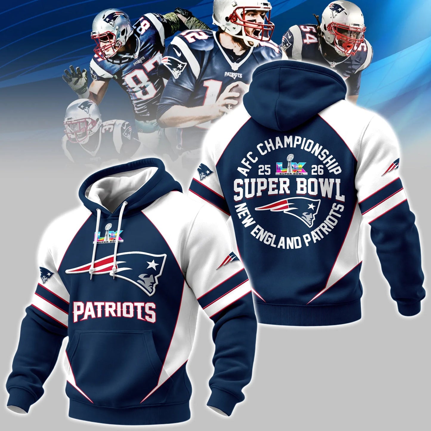 New England Patriots Super Bowl LX 2026 Limited Edition Combo Hoodie