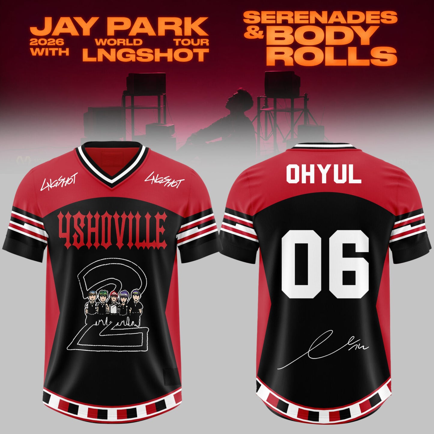 LNGSHOT – 2026 World Tour ‘Serenades & Body Rolls’ Oversized Fottball Jersey – Limited Members Edition